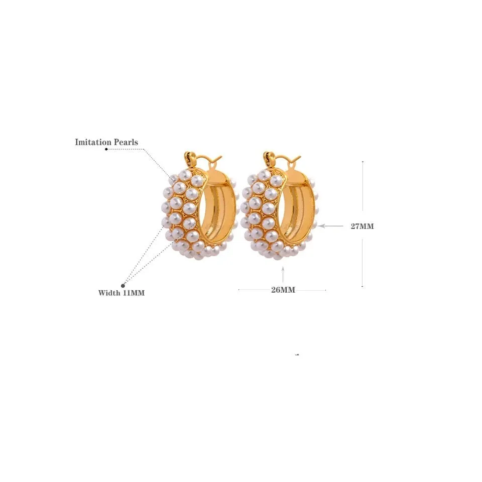 18 K GOLD PLATED FAUX PEARLS HUGGIES