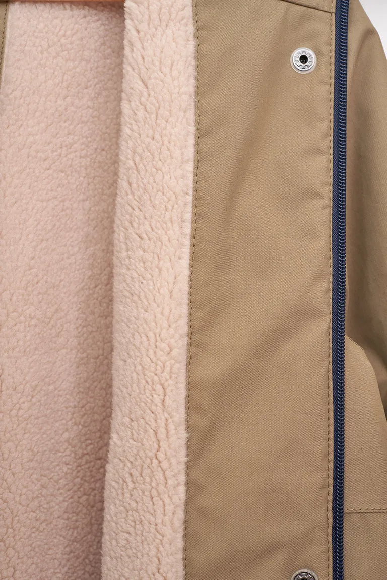 Abrigo de mujer impermeable con borreguito interior