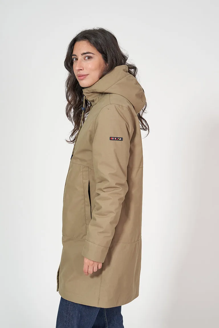 Abrigo de mujer impermeable con borreguito interior