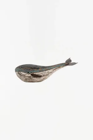 Ballena de madera y metal pintada vintage - D2043
