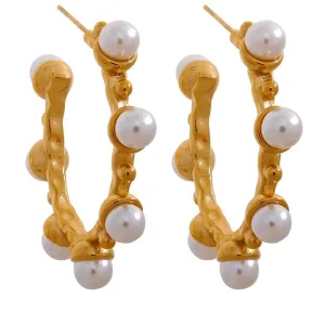BIG ROUND FAUX PEARLS EARRINGS