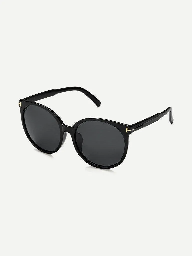 Black Cat Eye Reflective Lenses Sunglasses