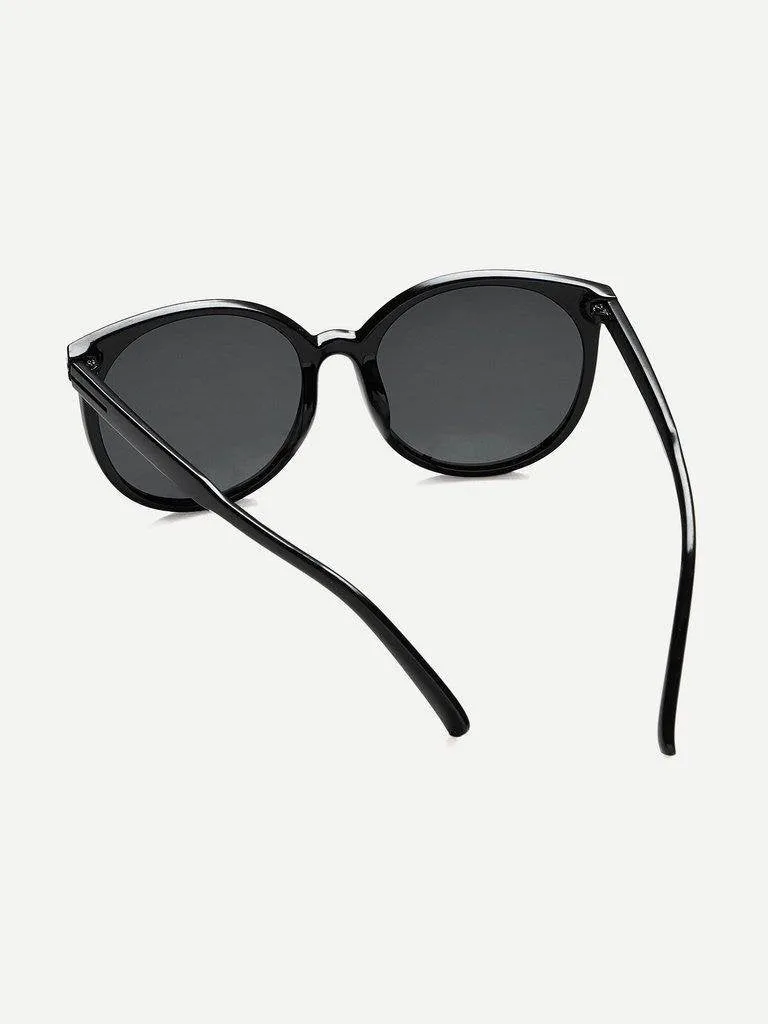 Black Cat Eye Reflective Lenses Sunglasses