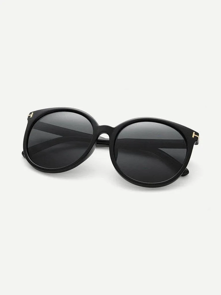 Black Cat Eye Reflective Lenses Sunglasses