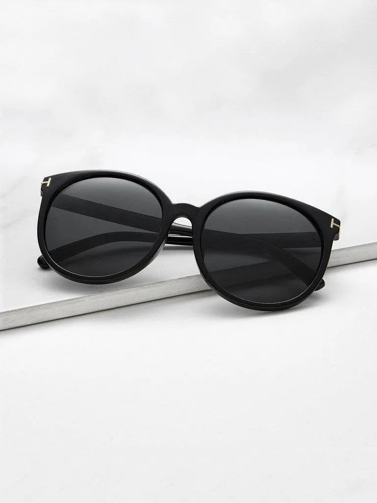 Black Cat Eye Reflective Lenses Sunglasses