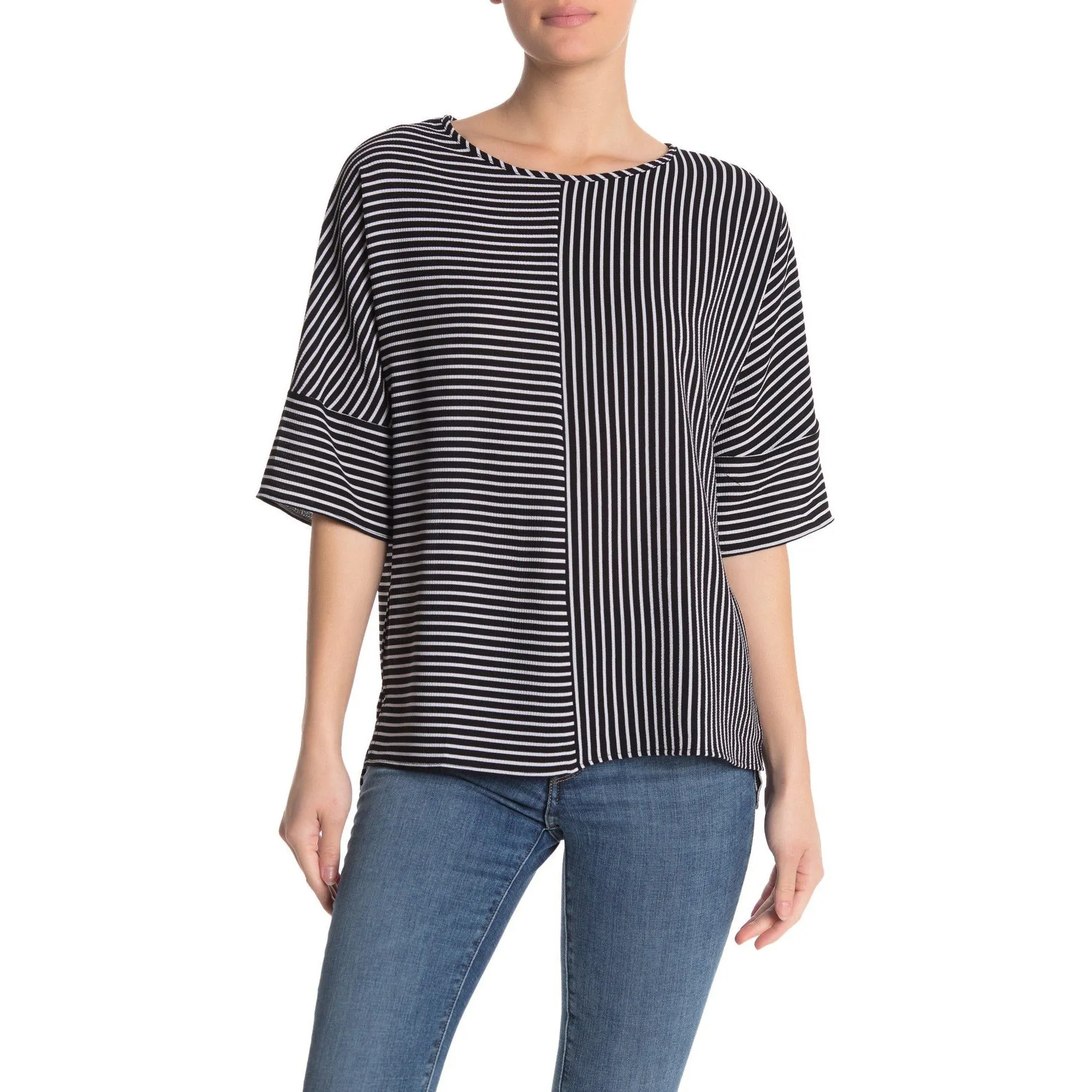 BLUSA DE RAYAS BLANCAS Y NEGRAS