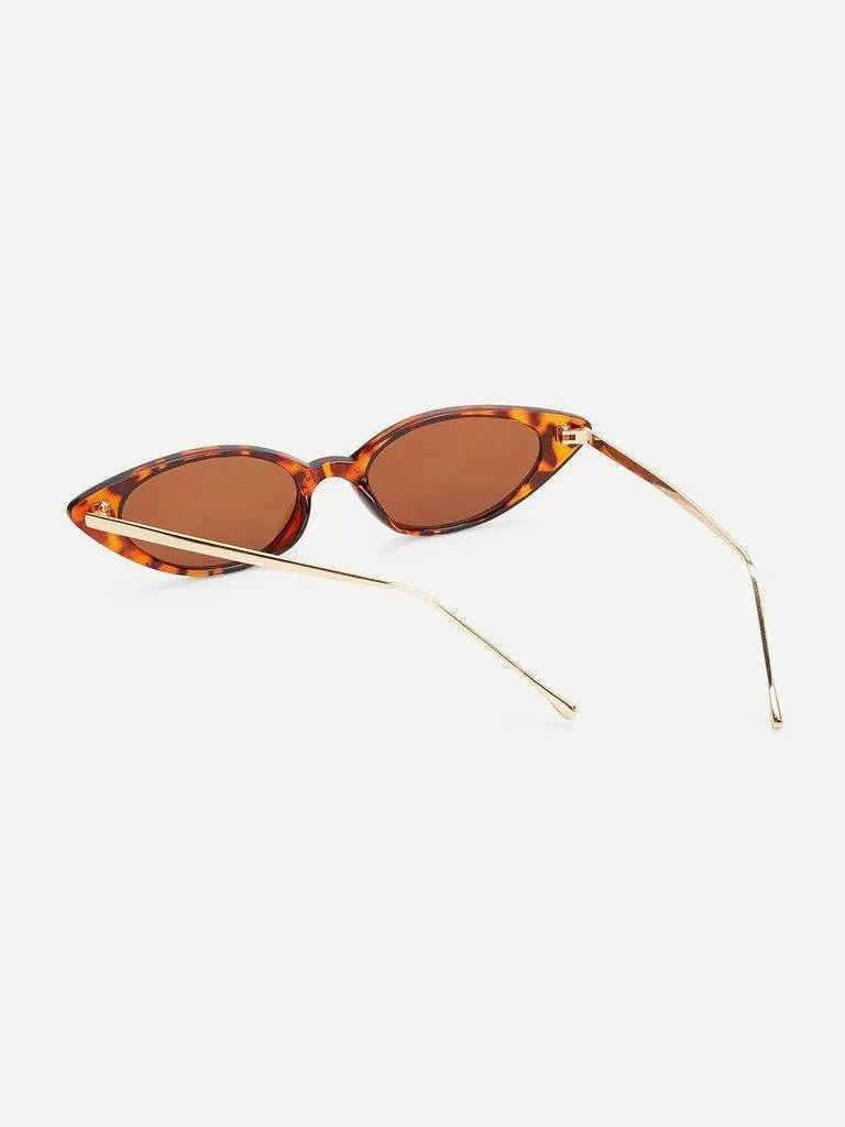 Cat Eye Metal Temple Sunglasses