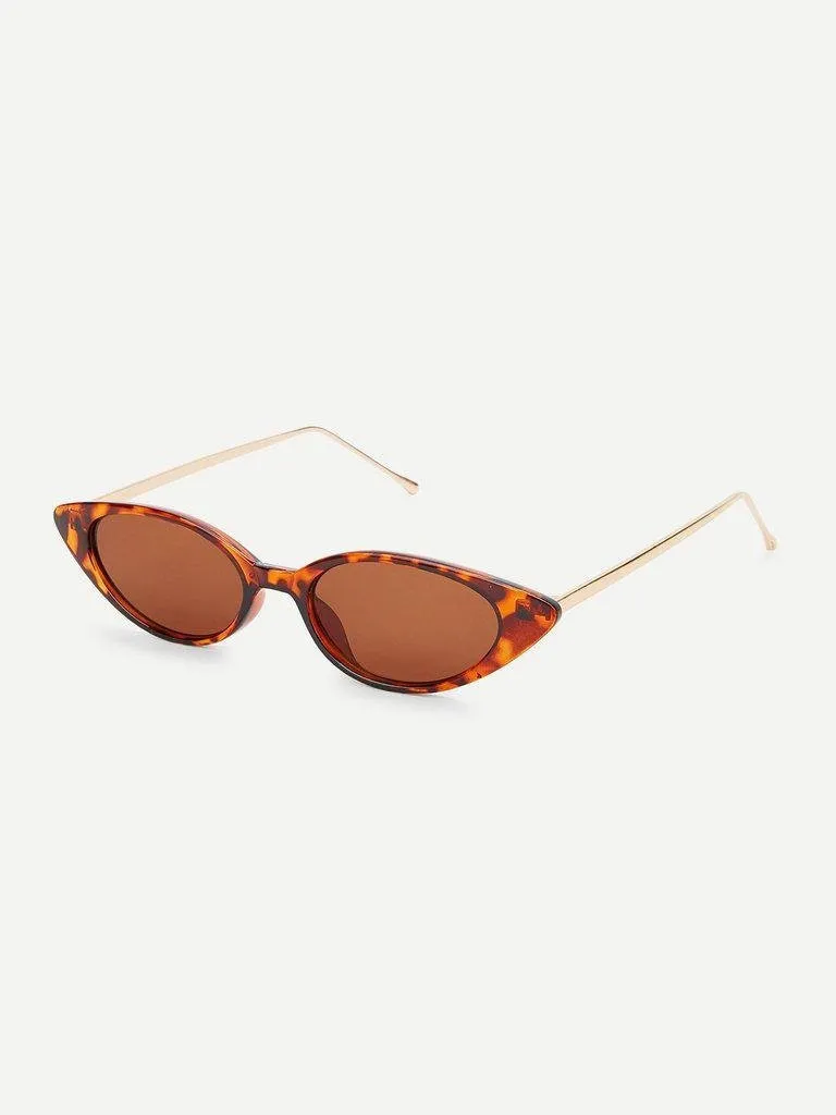 Cat Eye Metal Temple Sunglasses
