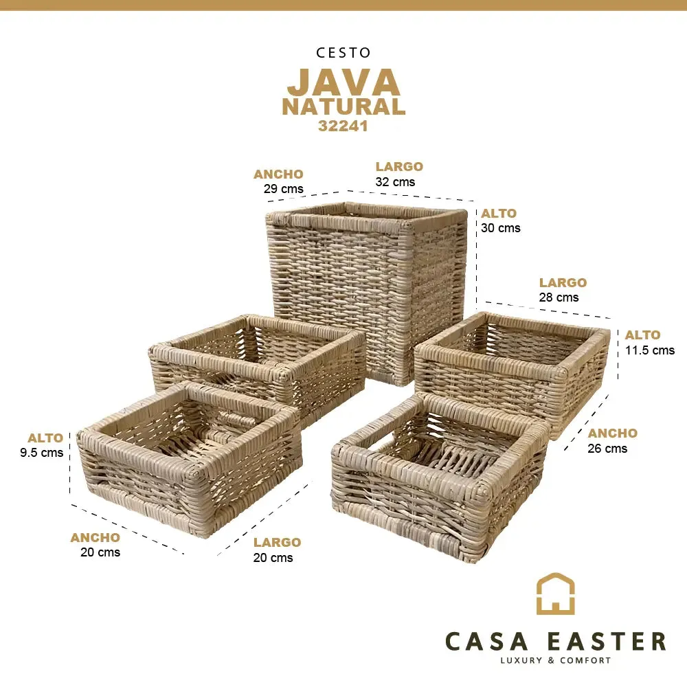 Cestos Cuadrados Basket Juego de 5pz Color Natural JAVA -32241