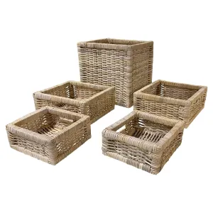 Cestos Cuadrados Basket Juego de 5pz Color Natural JAVA -32241