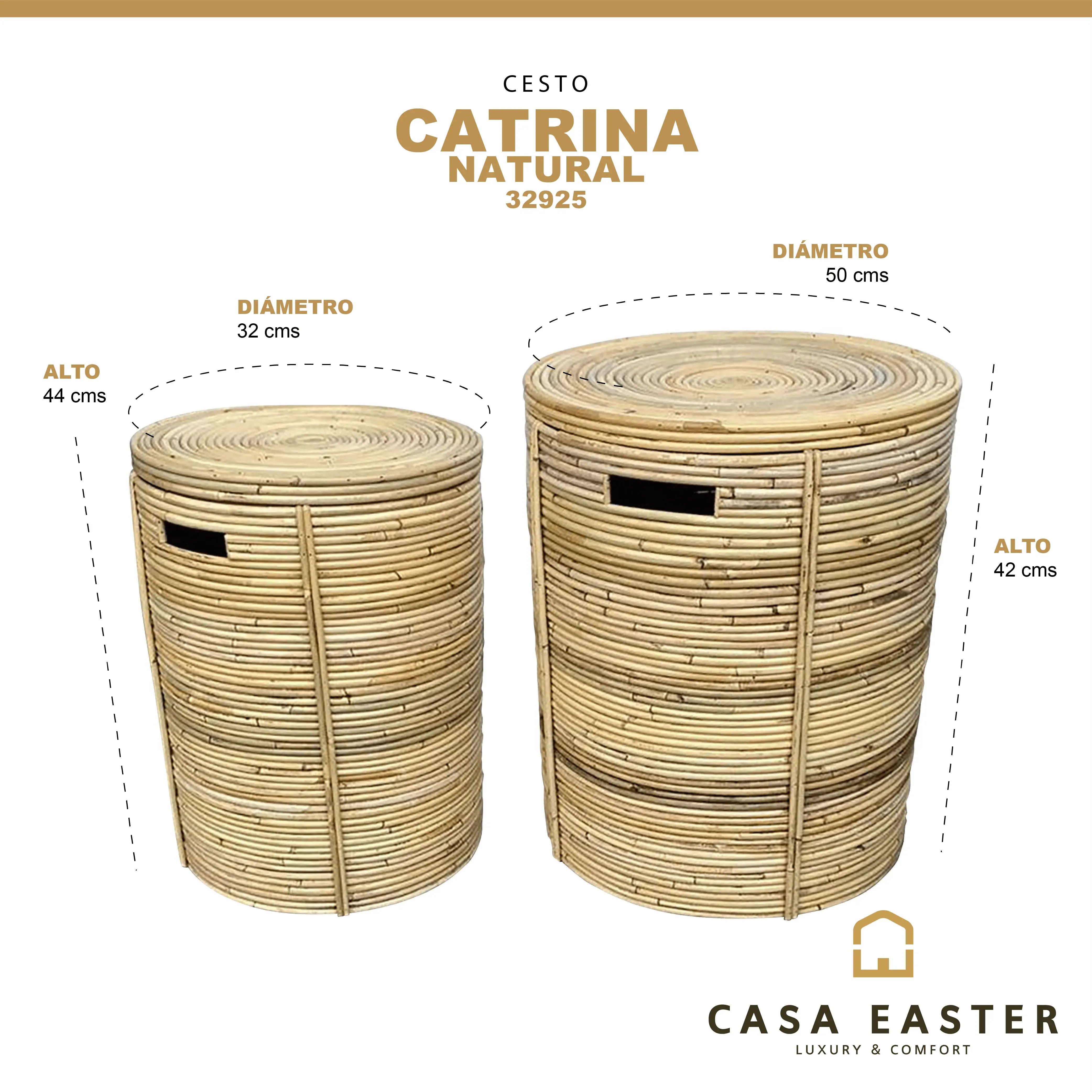 Cestos de Lavanderia  Redondo Juego de 2pz CATRINA LAUNDRY -32925