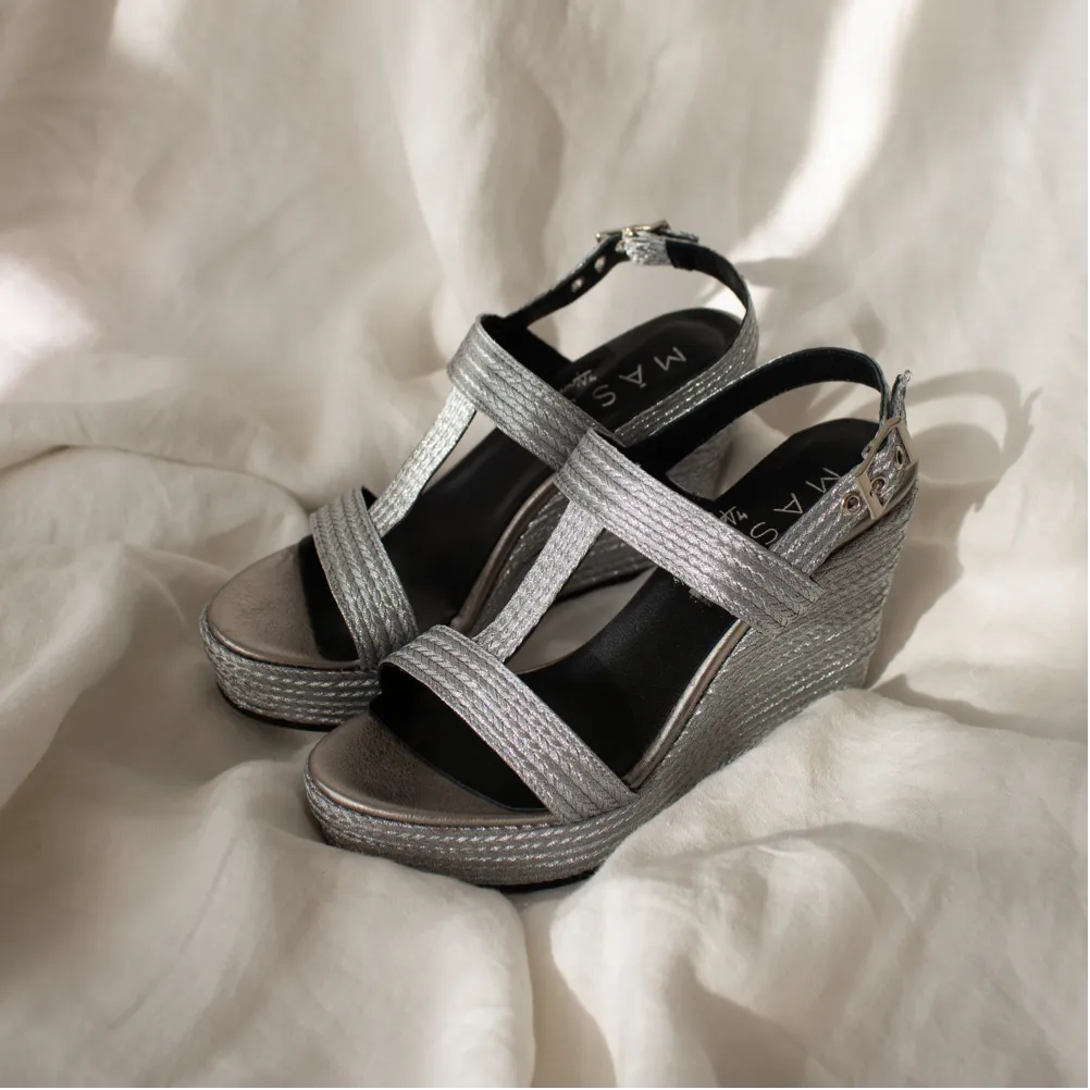 CUÑA ESTHER TRENZADA PLATA 8.5 CM