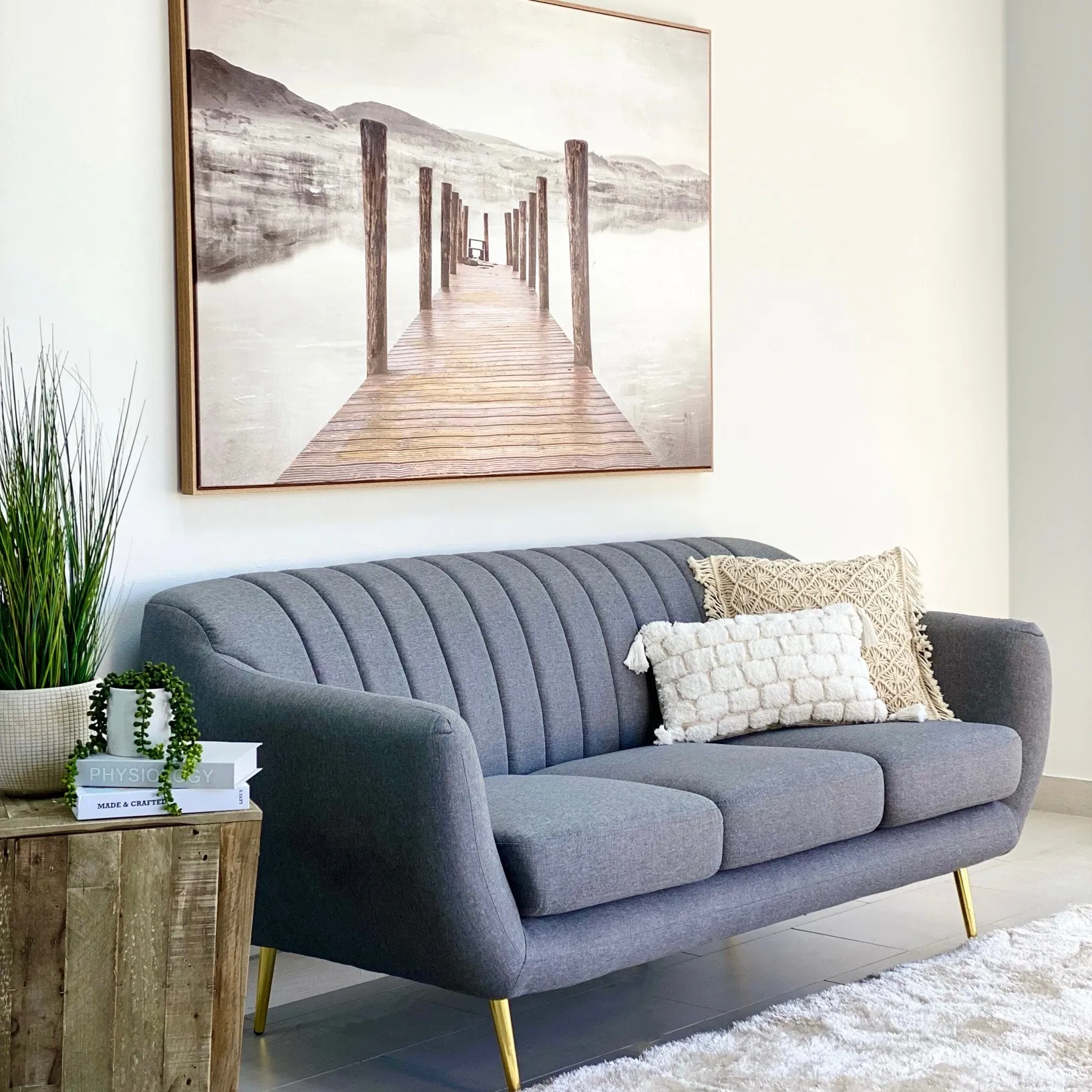 Harvest Gray Sofa Golden Legs