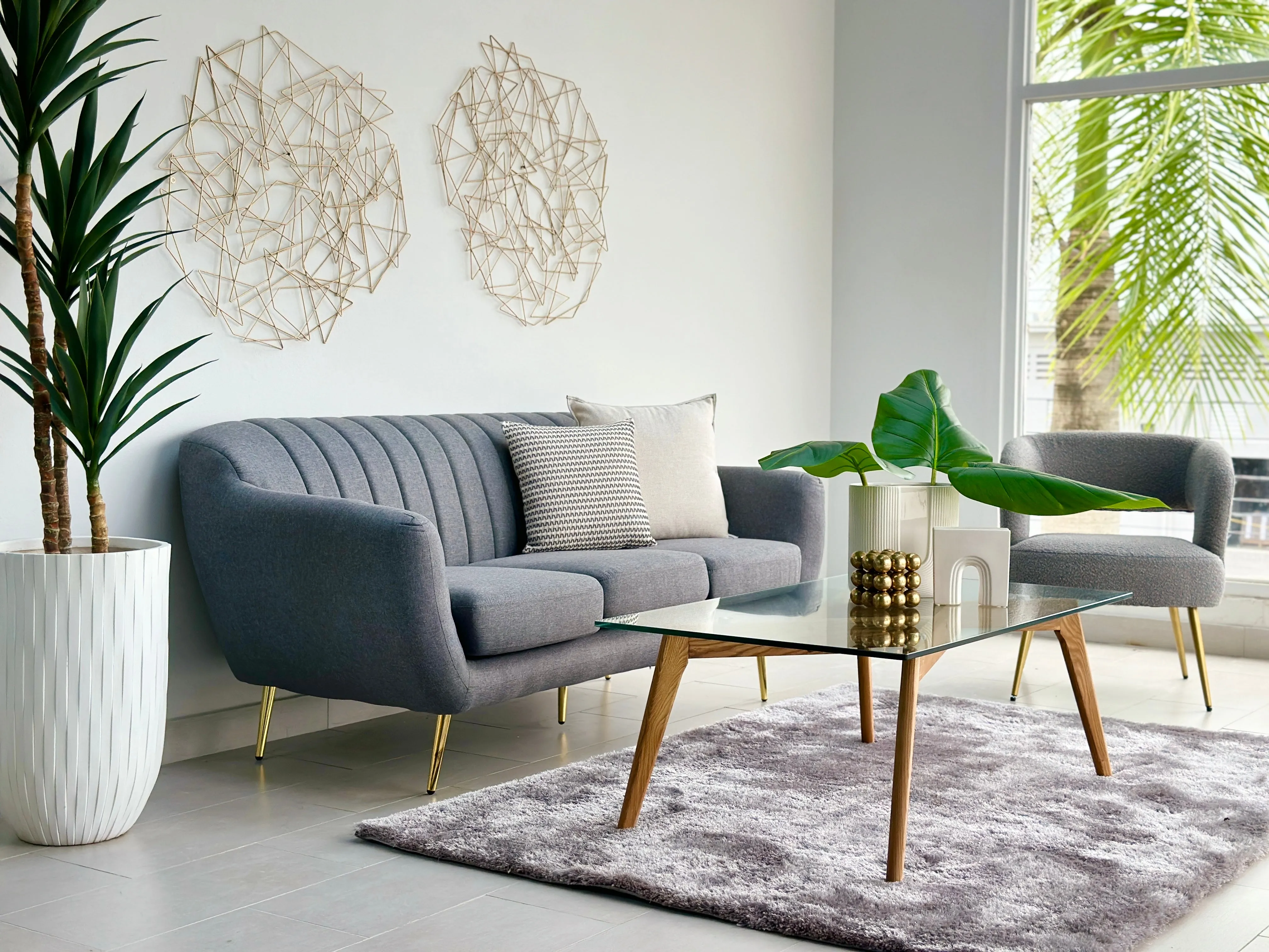 Harvest Gray Sofa Golden Legs