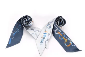 HERMES TWILLY DO RE BOUCLES (063951S 05), BD, GRIS PERLE & BLUE AZ COLOR, WITH BOX