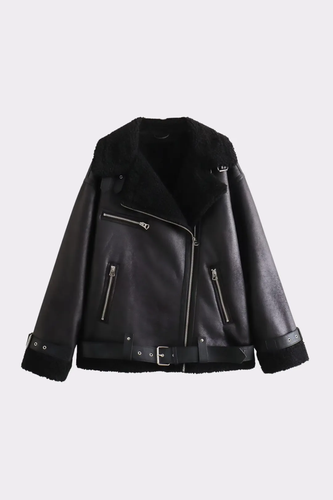 Jaqueta de Couro Feminina Sherpa Modelo Mary