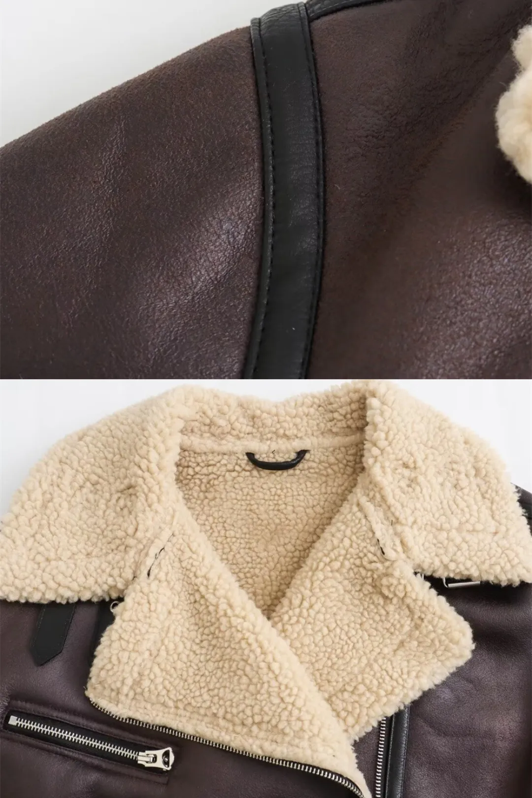 Jaqueta de Couro Feminina Sherpa Modelo Mary