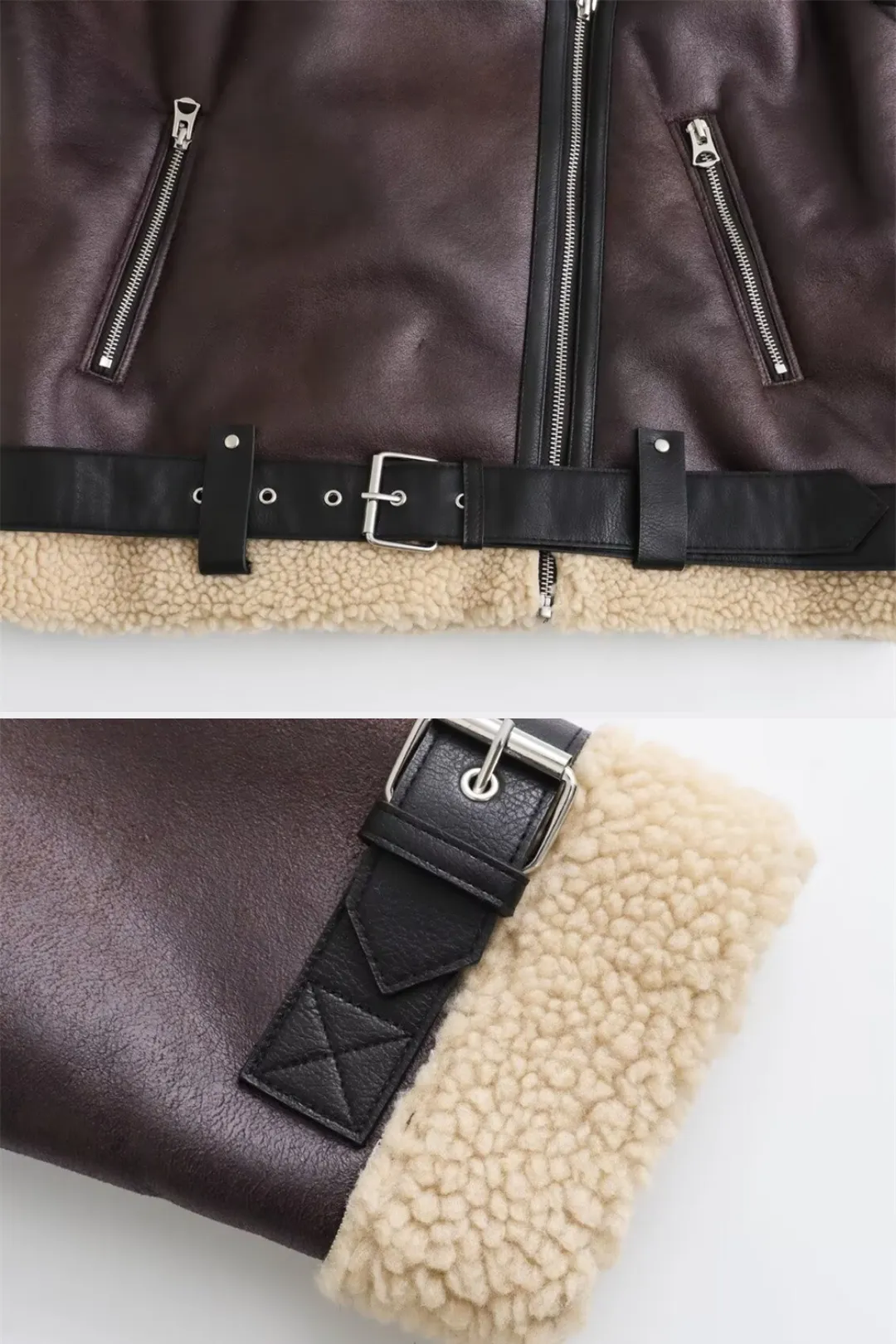 Jaqueta de Couro Feminina Sherpa Modelo Mary