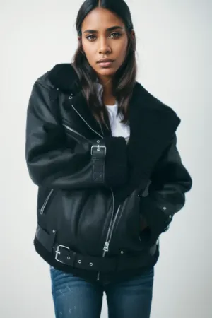 Jaqueta de Couro Feminina Sherpa Modelo Mary
