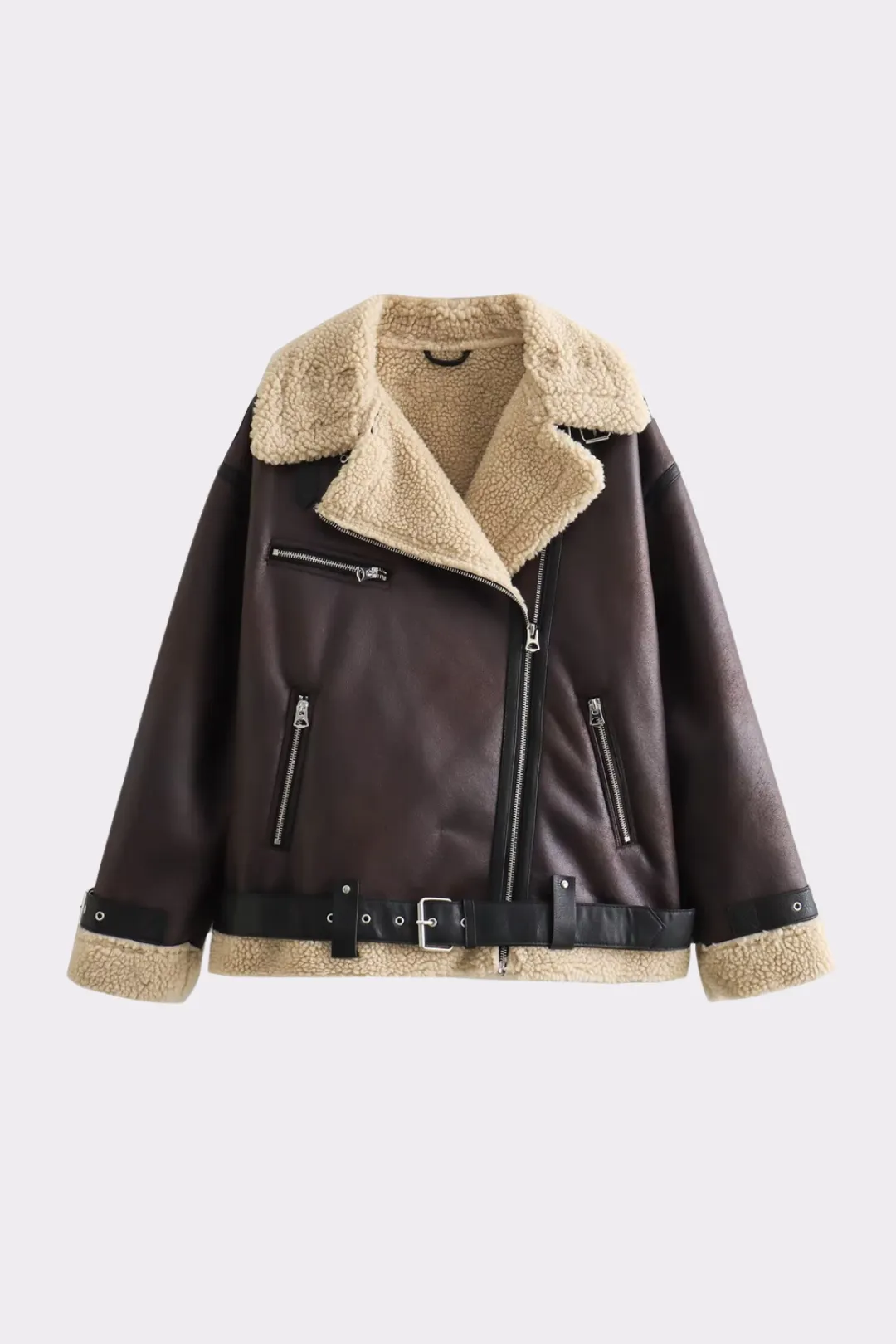 Jaqueta de Couro Feminina Sherpa Modelo Mary