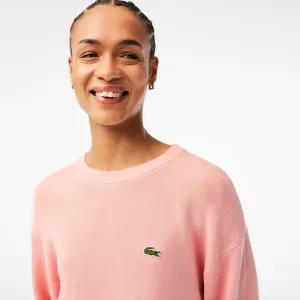 LACOSTE - Pullover da donna con collo rotondo in cotone biologico