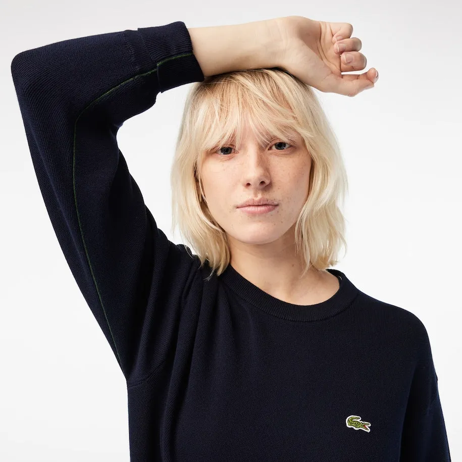 LACOSTE - Pullover da donna con collo rotondo in cotone biologico