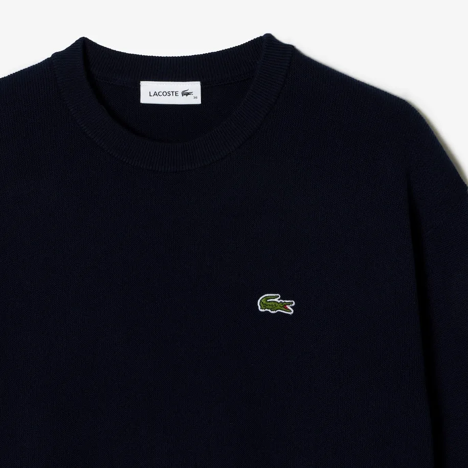 LACOSTE - Pullover da donna con collo rotondo in cotone biologico
