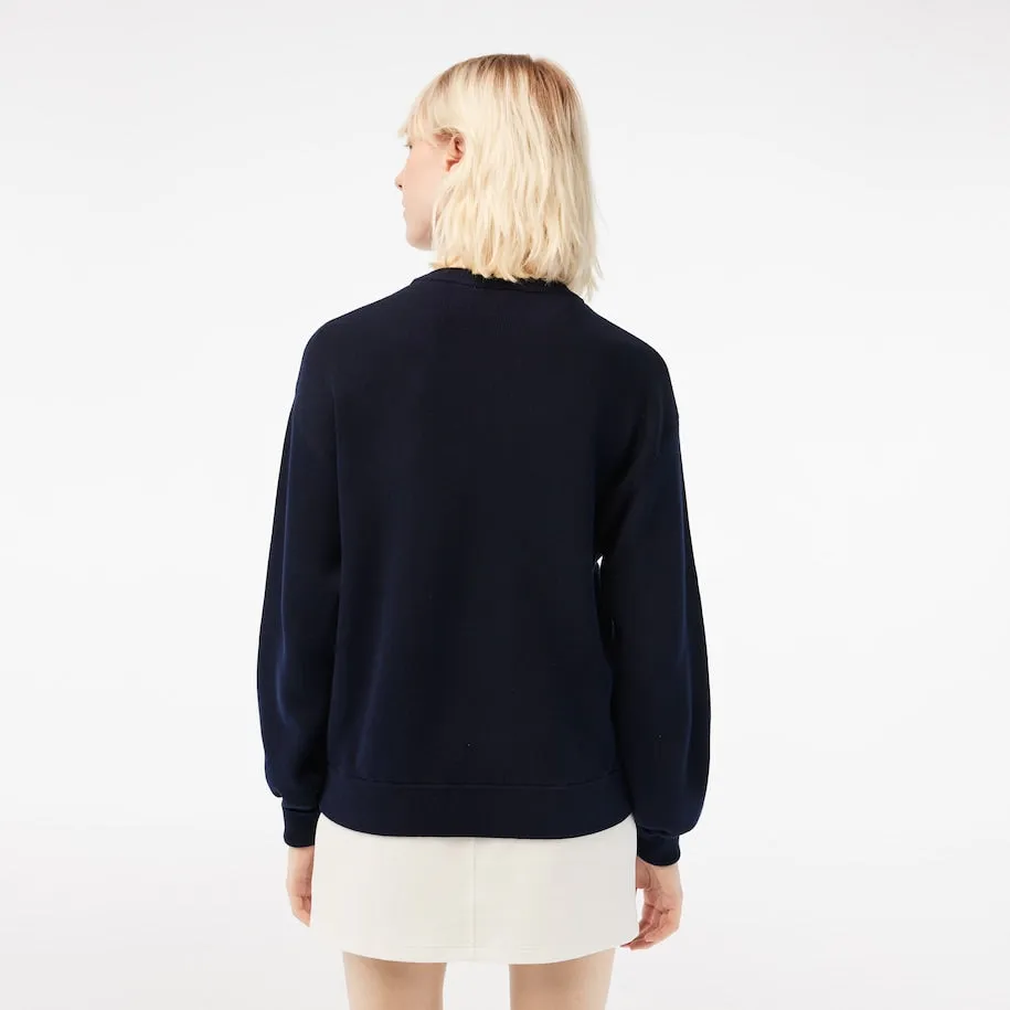 LACOSTE - Pullover da donna con collo rotondo in cotone biologico