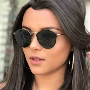 Ladies Cat Eye Metal Rimless Sunglasses