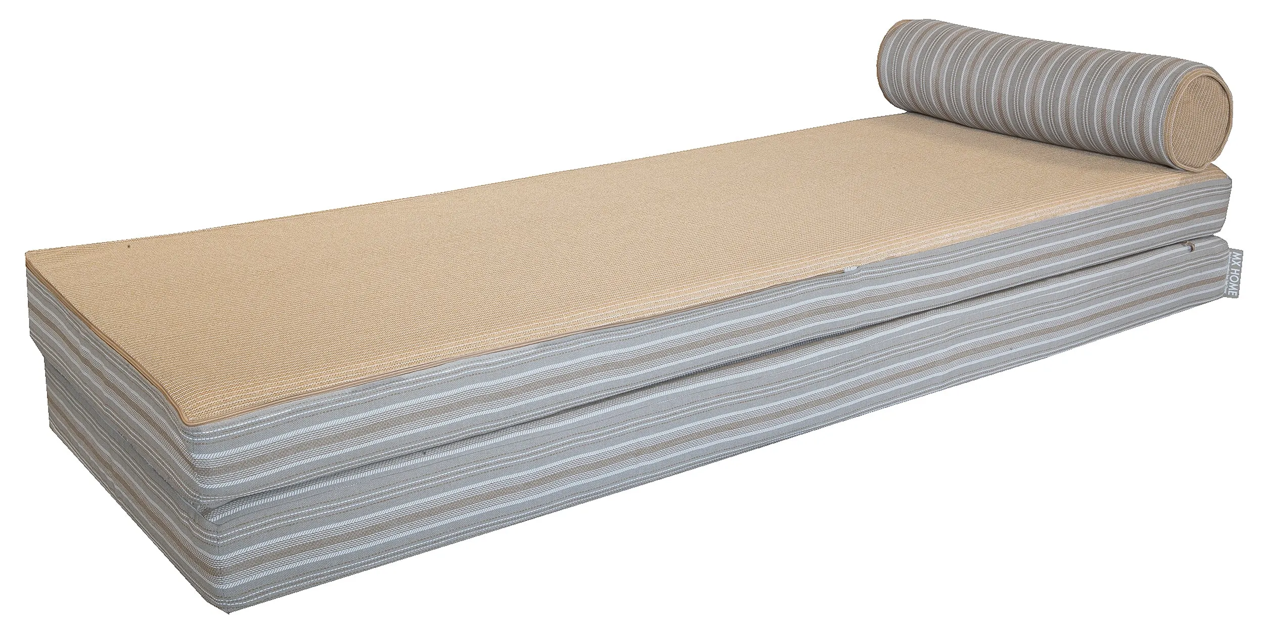 Matelas réversible recto rayé & verso raphia - Double ou simple - Extérieur