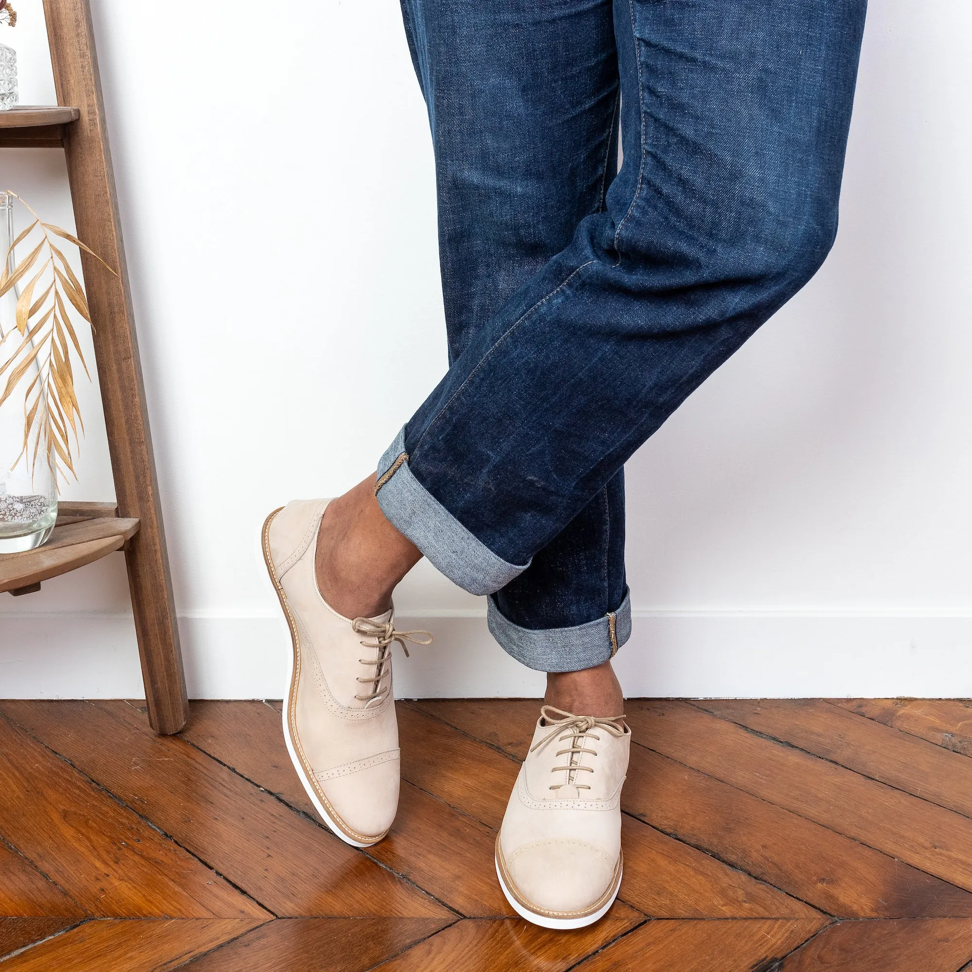 Miss Nude - Derbies Beiges en Cuir
