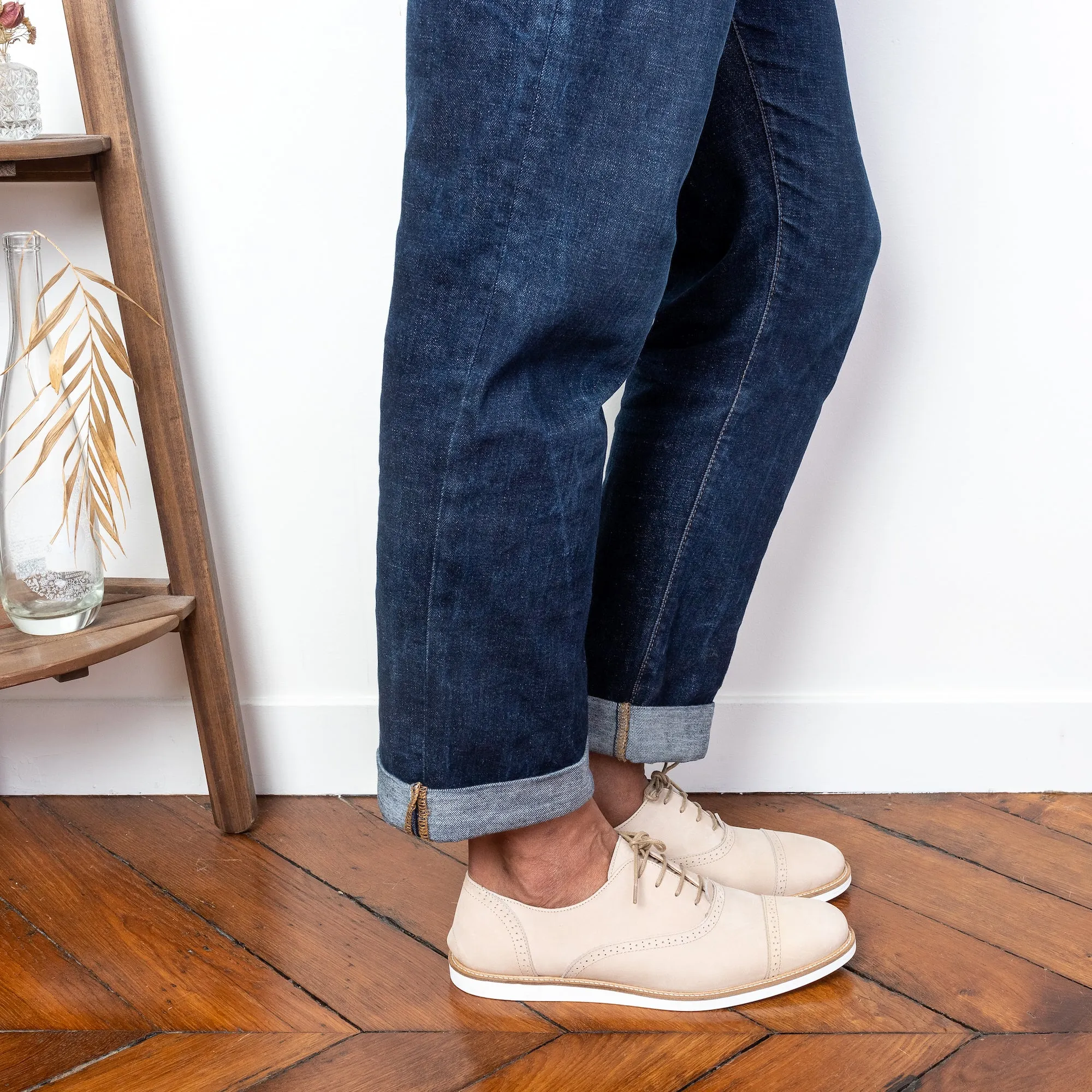 Miss Nude - Derbies Beiges en Cuir