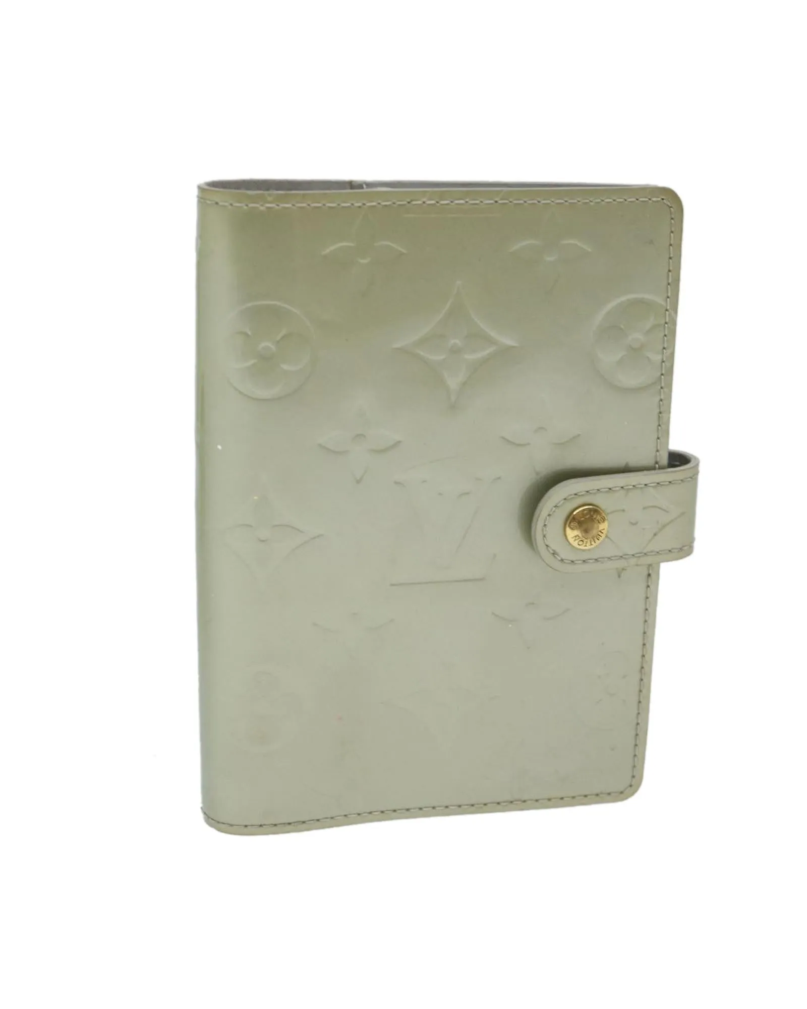 Patent Leather Day Planner Cover with Monogram Vernis Print - Gris