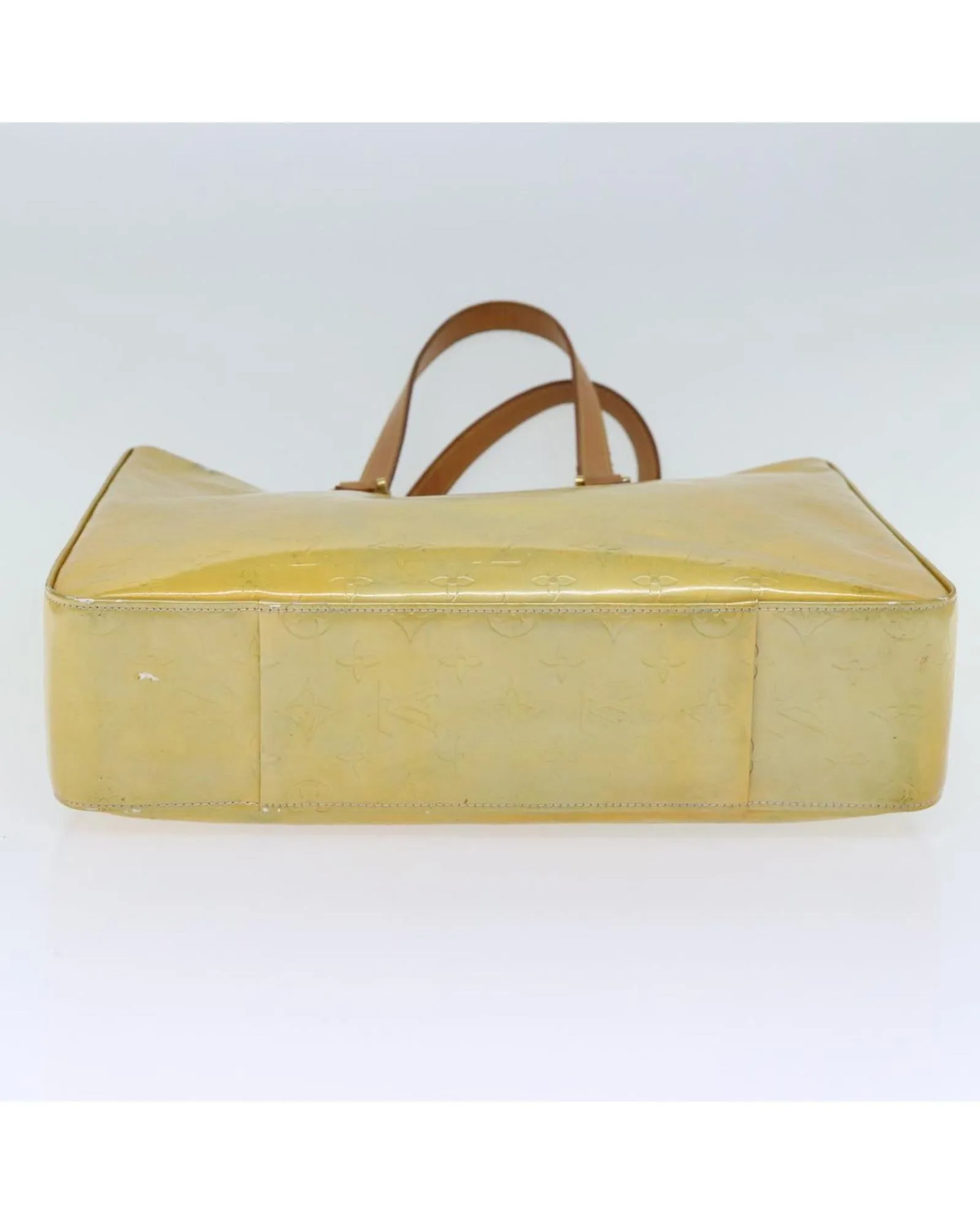 Patent Leather Tote Bag with Accessories and Surface Wear