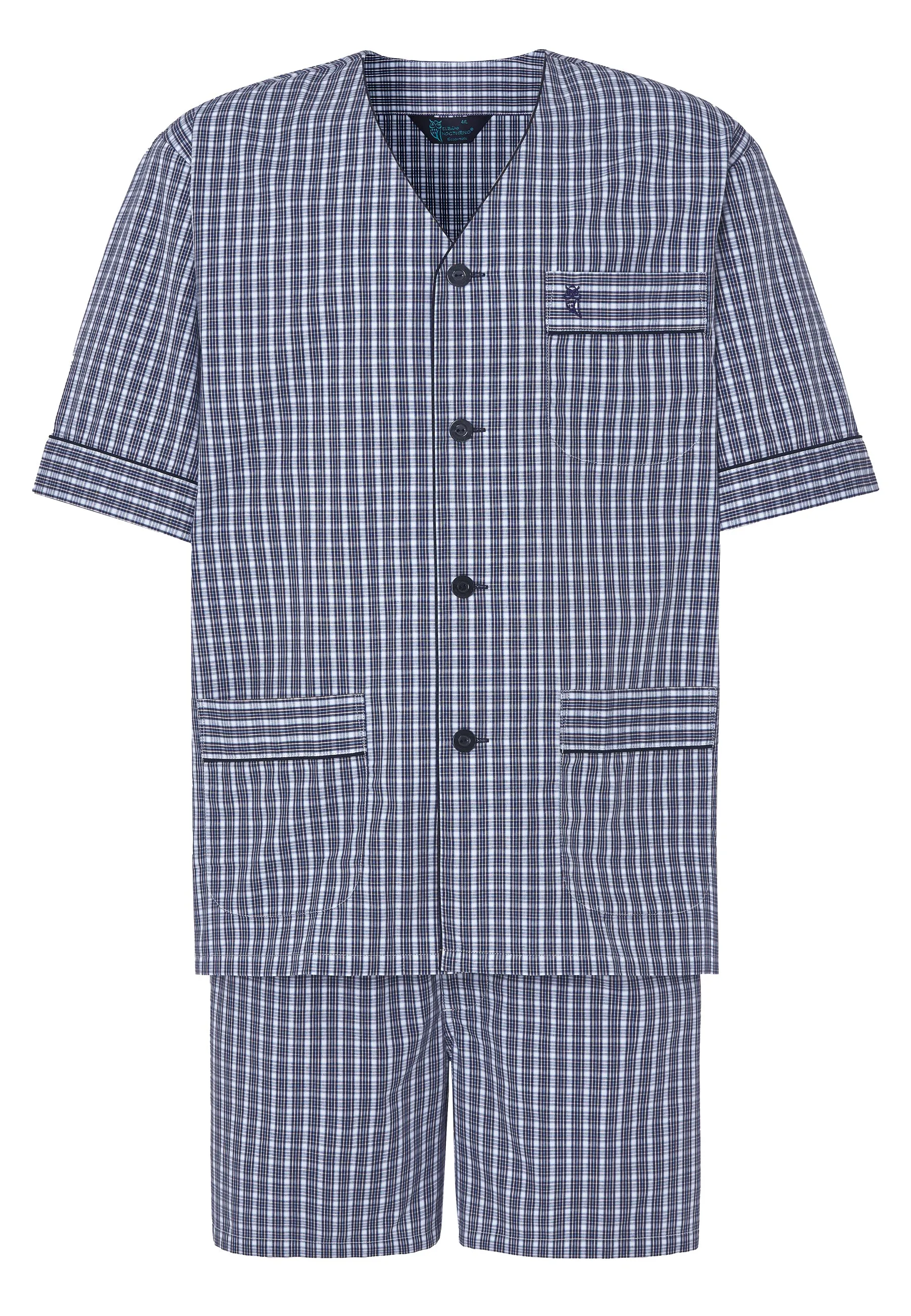 Pijama Hombre Verano Corto Judo Popelín Cuadros - Azul 4543_39