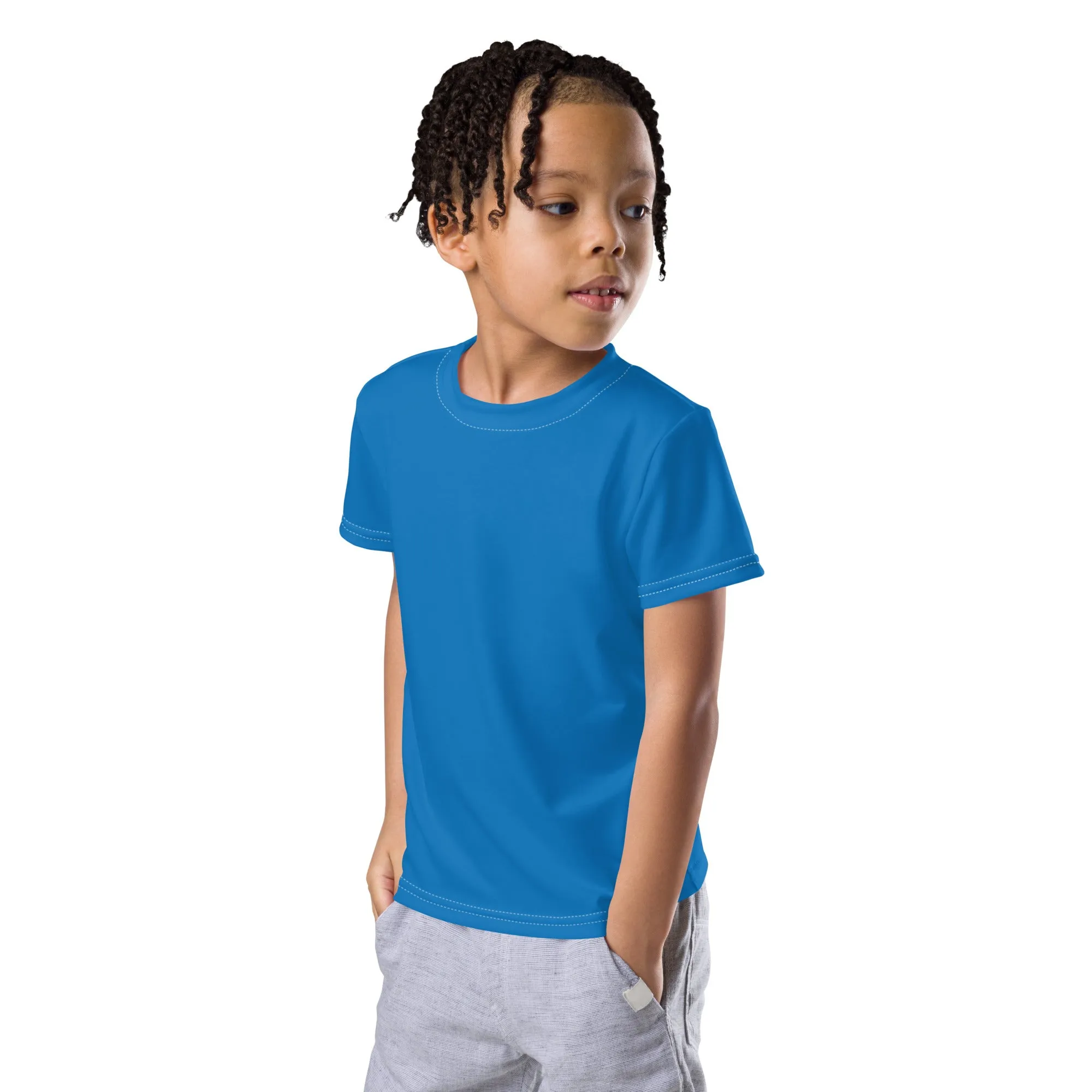 Sun-Safe Style: Boys' Short Sleeve Solid Color Rash Guard - Azul