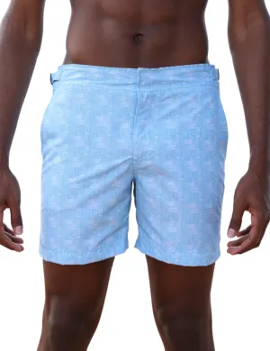 Swim Short Alfaiataria Estampado Azul