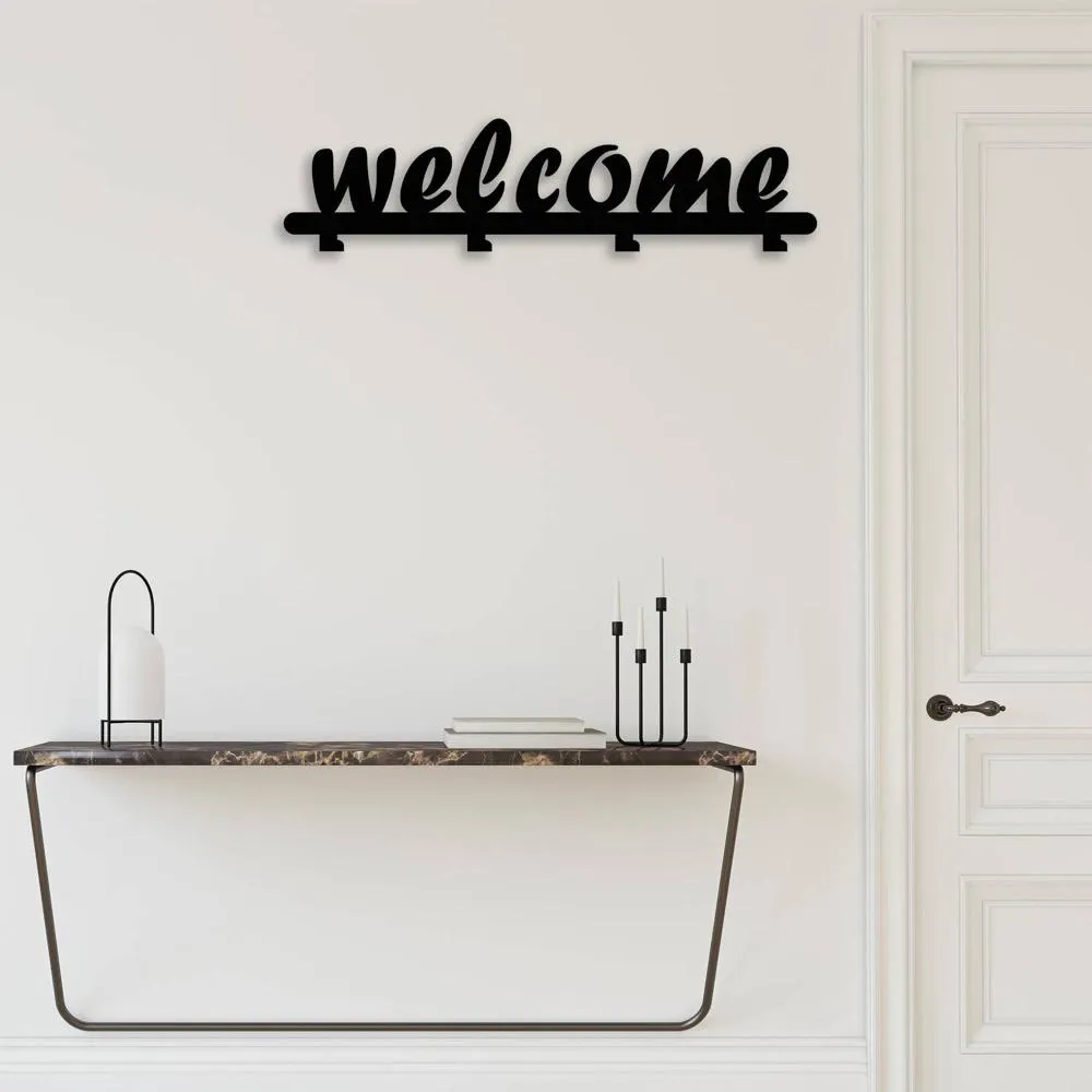 Welcome Written Metal Coat Rack