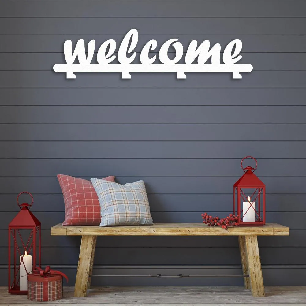 Welcome Written Metal Coat Rack