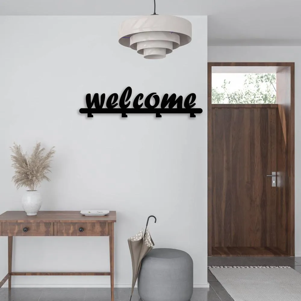 Welcome Written Metal Coat Rack