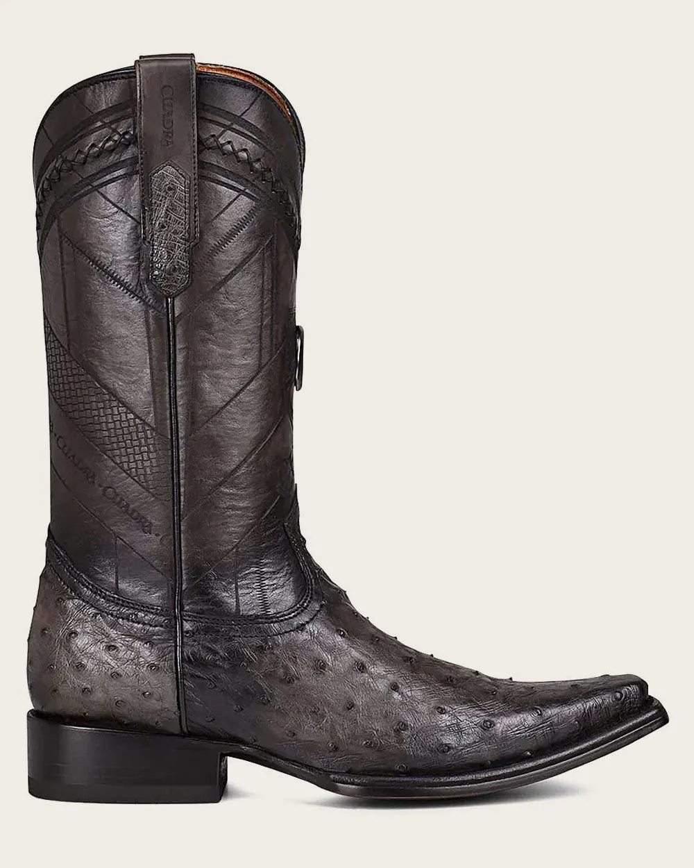 Western grey ostrich boot