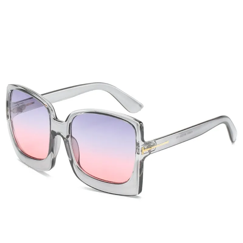 Women Sunglasses Brand Designer Plastic Female Big Frame Gradient Sun Glasses UV400 gafas de sol mujer
