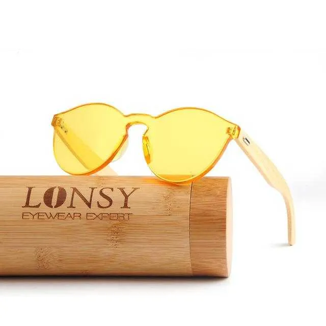 Women's Handmade Yellow Color  Bamboo Sunglasses